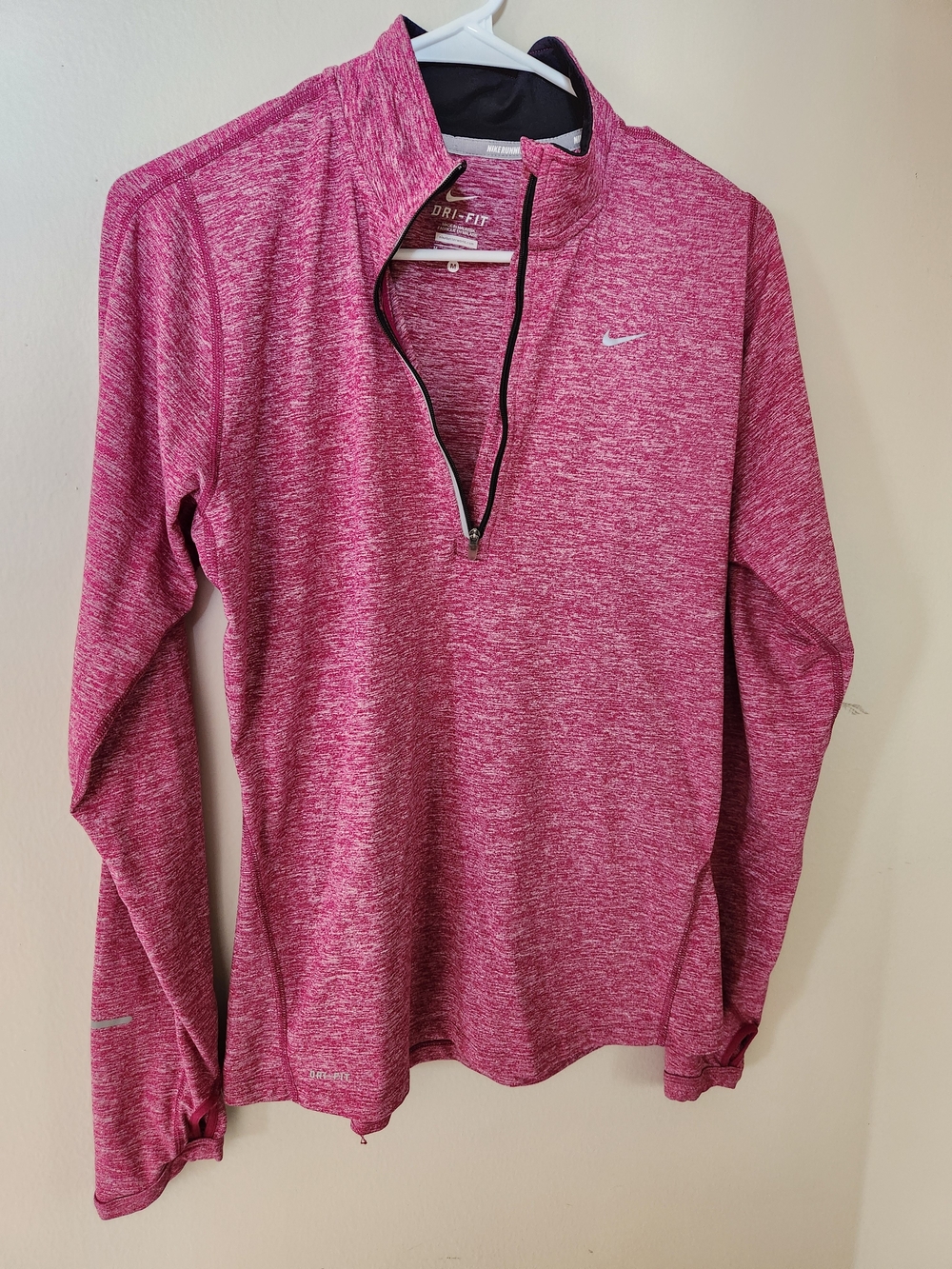 Nike Womens Pink Heather Dri-FIT Half-Zip Performance Top M Medium